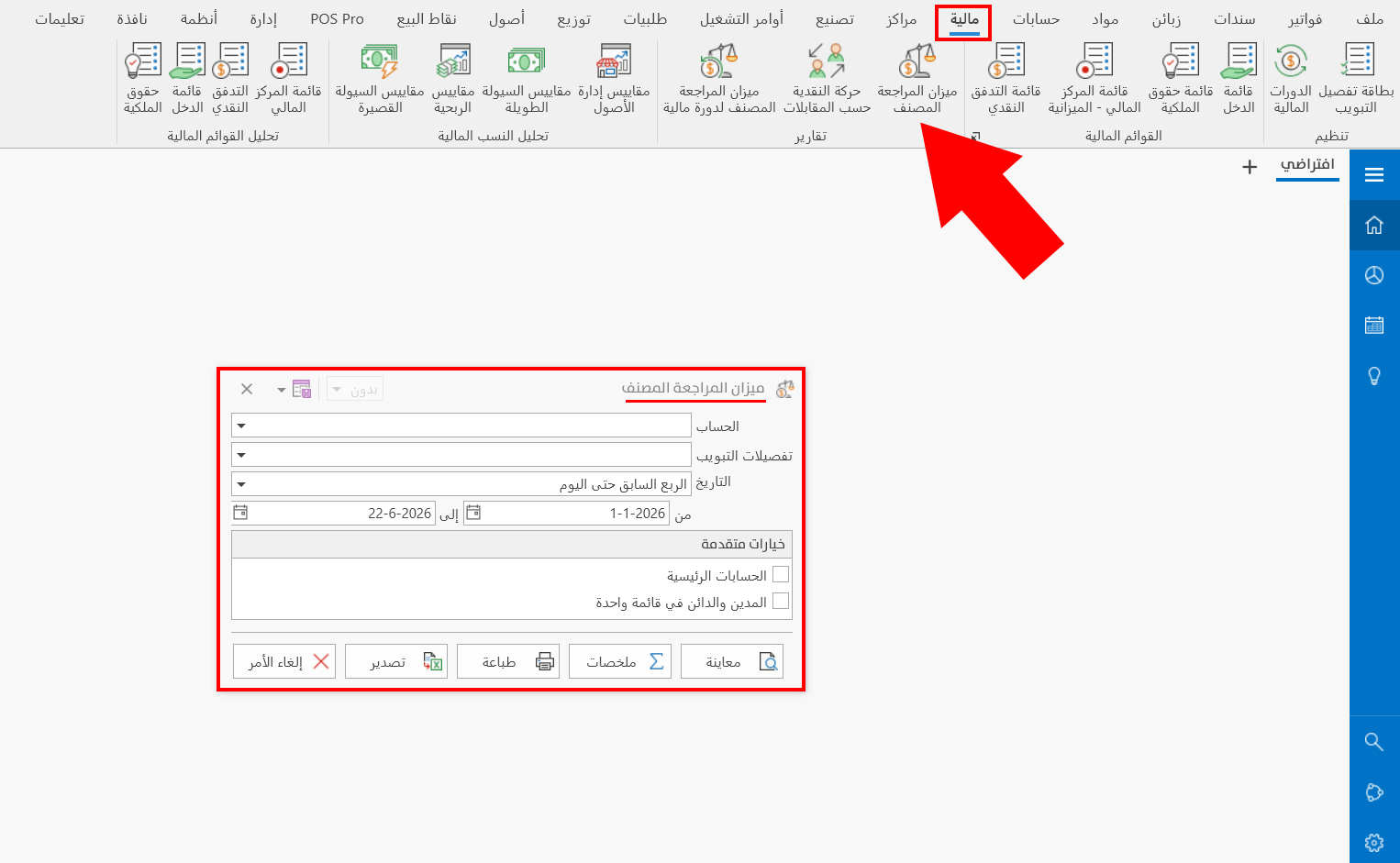 ميزان المراجعة المصنف